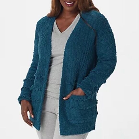 BAREFOOT DREAMS COZY CHILL BOARDWALK  LONG CARDIGAN - Picture 1 of 13